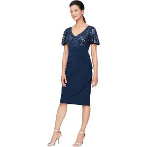 Alex Evenings Women's Knee Length V Neck Cocktail, Mother of The Bride Dress Regular Sizes, Navy Flutter Sleeve, 4 Petite Alex Evenings Women's Knee Length V Neck Cocktail, Mother of The Bride Dress Regular Sizes, Navy Flutter Sleeve, 4 Petite
