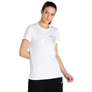 PUMA Ess+ metallisk logotyp te T-shirt dam, Vit, M PUMA Ess+ metallisk logotyp te T-shirt dam, Vit, M