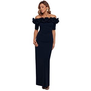 Xscape Women's Long Off The Shoulder Scuba Crepe Dress (Reg and Petite), Navy, 6 Xscape Women's Long Off The Shoulder Scuba Crepe Dress (Reg and Petite), Navy, 6