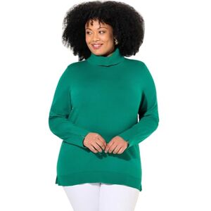 Ulla Popken dam stora storlekar överdimensionerade plus size polotröja, breda ribbade muddar, långärmad, Smaragd grön, 54/56 SE Ulla Popken dam stora storlekar överdimensionerade plus size polotröja, breda ribbade muddar, långärmad, Smaragd grön, 54/56 SE
