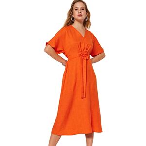 Trendyol Dam A-linje normal passform vävd klänning, orange, 42, Orange, 40 SE Trendyol Dam A-linje normal passform vävd klänning, orange, 42, Orange, 40 SE