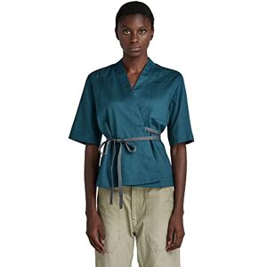 G-STAR RAW Damer Etd Wrap Top Ss Blouse, Blå (Nitro D125-1861), S G-STAR RAW Damer Etd Wrap Top Ss Blouse, Blå (Nitro D125-1861), S