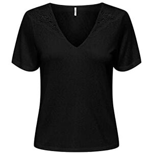 ONLY Onlanja S/S spets topp JRS t-shirt, svart, S ONLY Onlanja S/S spets topp JRS t-shirt, svart, S