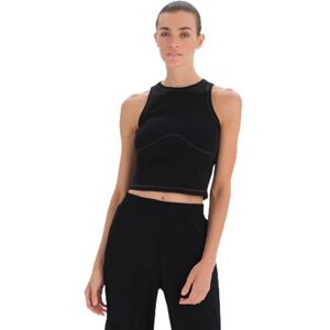 Dagi Dam långärmad crew neck vanlig linne cami skjorta, svart, M Dagi Dam långärmad crew neck vanlig linne cami skjorta, svart, M