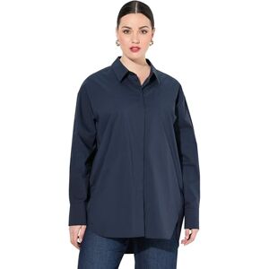 Ulla Popken dam stora storlekar överdimensionerade skjortblus, pärlemorknappar, oversized, skjortkrage, långärmad, marinblå, 54-56 Ulla Popken dam stora storlekar överdimensionerade skjortblus, pärlemorknappar, oversized, skjortkrage, långärmad, marinblå, 54-56