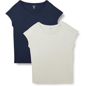 Amazon Essentials dam jersey standard-fit kortärmad båthals t-shirt, paket med 2, marinblå/sand, Large Amazon Essentials dam jersey standard-fit kortärmad båthals t-shirt, paket med 2, marinblå/sand, Large