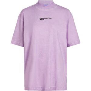 KARL LAGERFELD JEANS , Dam, Avslappad Kortärm Tvättad T-Shirt, Avslappad Passform, Purpur, L KARL LAGERFELD JEANS , Dam, Avslappad Kortärm Tvättad T-Shirt, Avslappad Passform, Purpur, L