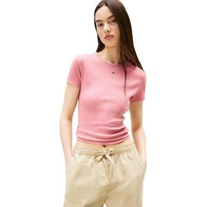 Tommy Jeans dam TJW Slim Essential Rib SS DW0DW17383 S/S t-shirt, rosa (Tahiti Berry), XXL, Rosa (Tahiti bär), XXL Tommy Jeans dam TJW Slim Essential Rib SS DW0DW17383 S/S t-shirt, rosa (Tahiti Berry), XXL, Rosa (Tahiti bär), XXL