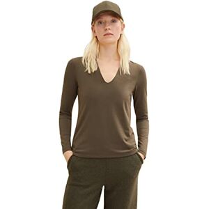 TOM TAILOR Damer Basic långärmad tröja 1034153, 18123 Tarmac Khaki, XXS TOM TAILOR Damer Basic långärmad tröja 1034153, 18123 Tarmac Khaki, XXS