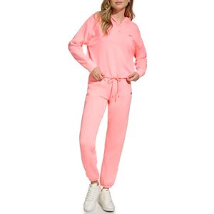 DKNY Kvinnors metallic Bubble Logo Button Front Hoodie med Drawcord, Atomic Pink, Large, Atomic Pink, L DKNY Kvinnors metallic Bubble Logo Button Front Hoodie med Drawcord, Atomic Pink, Large, Atomic Pink, L
