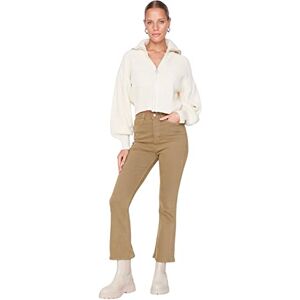 Trendyol Kvinna hög midja Flare Leg Flared Jeans, Khaki, 36 Trendyol Kvinna hög midja Flare Leg Flared Jeans, Khaki, 36