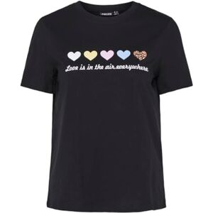 PIECES dam Pcmaria Ss O-Neck Tee Bc mm T-shirt, Svart/tryck: flera hjärtan, XL PIECES dam Pcmaria Ss O-Neck Tee Bc mm T-shirt, Svart/tryck: flera hjärtan, XL