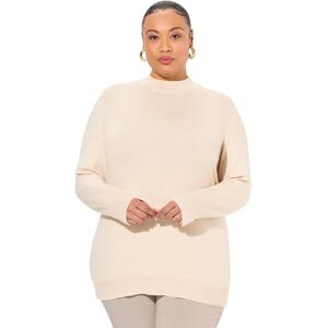 Ulla Popken dam stora storlekar överdimensionerade plus size tröja, ståkrage, långärmad, ribbade manschetter, Naturlig melange, 46/48 SE Ulla Popken dam stora storlekar överdimensionerade plus size tröja, ståkrage, långärmad, ribbade manschetter, Naturlig melange, 46/48 SE