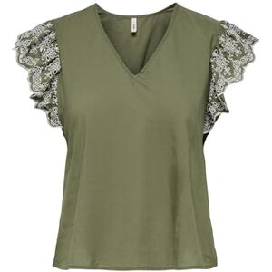ONLY Onllou Life Emb S/S Frill Top WVN, Kalamata, XS ONLY Onllou Life Emb S/S Frill Top WVN, Kalamata, XS