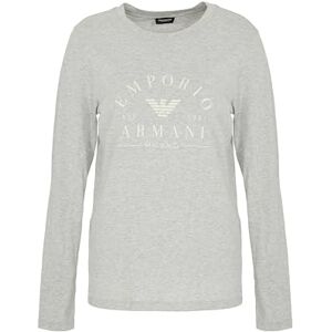 Giorgio Armani Kvinnans ikoniska logotypband långärmad t-shirt med rund hals grå M normal passform, Grå, M Giorgio Armani Kvinnans ikoniska logotypband långärmad t-shirt med rund hals grå M normal passform, Grå, M