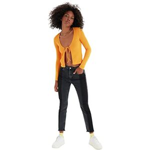 Trendyol Kvinnors svart färg blockerad hög midja smal passform jeans, 34 Trendyol Kvinnors svart färg blockerad hög midja smal passform jeans, 34