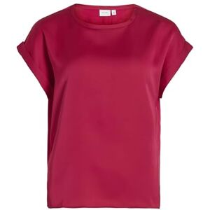 Vila Dam Variety S/S Satin Top-Noos kortärmad blus, Cerise, 36 Vila Dam Variety S/S Satin Top-Noos kortärmad blus, Cerise, 36