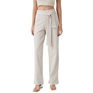 Koton Dam raka ben midja byxor med band, Beige (050), XS Koton Dam raka ben midja byxor med band, Beige (050), XS