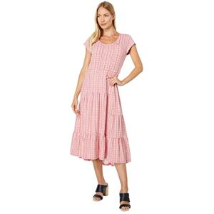Tommy Hilfiger Dam randig midi-klänning, Korali/ljus vit, XS Tommy Hilfiger Dam randig midi-klänning, Korali/ljus vit, XS