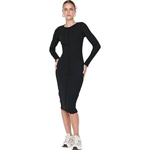 Trendyol Midi Basic smal stickad klänning för kvinnor, Svart, S Trendyol Midi Basic smal stickad klänning för kvinnor, Svart, S