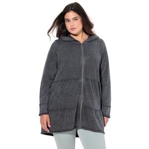 Ulla Popken dam stora storlekar överdimensionerade plus size lång huvtröja, vintage look, A-linje, huva, Grafitgrå, 46-48 Ulla Popken dam stora storlekar överdimensionerade plus size lång huvtröja, vintage look, A-linje, huva, Grafitgrå, 46-48