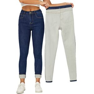Yehopere Dam vinter fleece fodrade jeans smal passform varm smal hög midja denim jeans, BLÅ, M Yehopere Dam vinter fleece fodrade jeans smal passform varm smal hög midja denim jeans, BLÅ, M
