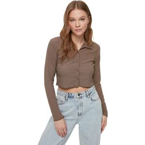 Trendyol kvinnor vanlig basic polokrage stickad blus, Brun, S Trendyol kvinnor vanlig basic polokrage stickad blus, Brun, S