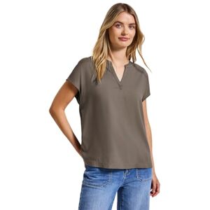 Street One Damer delad hals blus i enfärgad, Mörkt tumbled beige, 34 Street One Damer delad hals blus i enfärgad, Mörkt tumbled beige, 34
