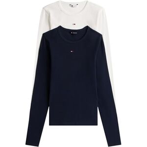 Tommy Jeans Tjw 2pack Slim Essential Rib Ls Dw0dw17716 T-shirt L/S, flerfärgad (ekru/mörk marinblå), XL dam, Flerfärgad (ecru/mörk marinblå), XL Tommy Jeans Tjw 2pack Slim Essential Rib Ls Dw0dw17716 T-shirt L/S, flerfärgad (ekru/mörk marinblå), XL dam, Flerfärgad (ecru/mörk marinblå), XL