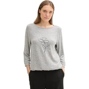 TOM TAILOR dam 1043103 Mysig långärmad med bokstäver (1-pack), 21373 Medium Silver Grå Melange, S TOM TAILOR dam 1043103 Mysig långärmad med bokstäver (1-pack), 21373 Medium Silver Grå Melange, S