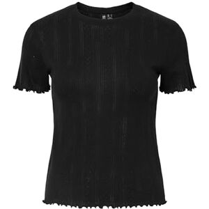 PIECES dam-t-shirt Pointelle Pcmarie Ss O-Neck Poin Top JRS Noos Bc, svart, M PIECES dam-t-shirt Pointelle Pcmarie Ss O-Neck Poin Top JRS Noos Bc, svart, M