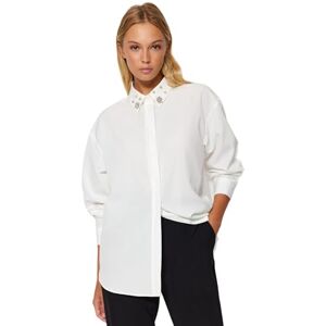 Trendyol dam TWOAW24GO00168 skjorta, Ecru, 40, Ecru, 66 Trendyol dam TWOAW24GO00168 skjorta, Ecru, 40, Ecru, 66