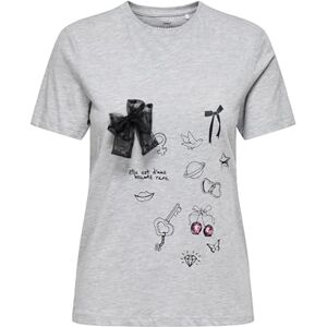 ONLY Onlnita Life Reg S/S Bow Top Box JRS, Ljusgrå melange, XS ONLY Onlnita Life Reg S/S Bow Top Box JRS, Ljusgrå melange, XS