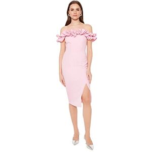Trendyol Kvinnors rosa lila halsband delikat vardaglig klänning, lila, 40 Trendyol Kvinnors rosa lila halsband delikat vardaglig klänning, lila, 40