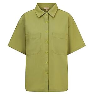 BALOU Dam bomull linne överdimensionerad skjorta lime, Lime, 42 BALOU Dam bomull linne överdimensionerad skjorta lime, Lime, 42