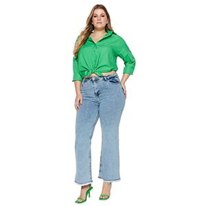 Trendyol Kvinnor hög midja breda ben plusstorlek jeans, ljusblå, 46, Ljusblått, 72/Plus Trendyol Kvinnor hög midja breda ben plusstorlek jeans, ljusblå, 46, Ljusblått, 72/Plus