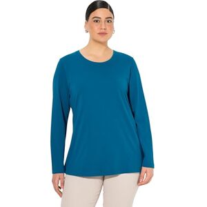 Ulla Popken damer stora storlekar, plus size skjorta, smal, rund hals, långärmad, Blågrön, 62/64 SE Ulla Popken damer stora storlekar, plus size skjorta, smal, rund hals, långärmad, Blågrön, 62/64 SE