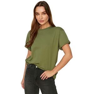 Trendyol Dam basic oversize basic rundhalsad stickad T-shirt khaki, Khaki, M Trendyol Dam basic oversize basic rundhalsad stickad T-shirt khaki, Khaki, M