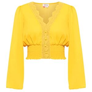 threezy cropped damblus, långärmad, GUL, S threezy cropped damblus, långärmad, GUL, S