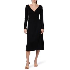 Tommy Hilfiger dam F&F WRAP MIDI klänning LS svart L, Svart, L Tommy Hilfiger dam F&F WRAP MIDI klänning LS svart L, Svart, L