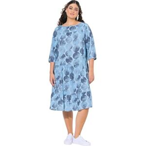 Ulla Popken damer stora storlekar överdimensionerade plus size klänning med AOP och volanger, Ljusblå, 46-48 Ulla Popken damer stora storlekar överdimensionerade plus size klänning med AOP och volanger, Ljusblå, 46-48
