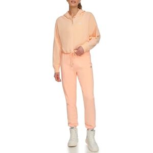 DKNY Women's metallic Bubble Logo Button Front Hoodie med Drawcord, Belini, medium, Belini, M DKNY Women's metallic Bubble Logo Button Front Hoodie med Drawcord, Belini, medium, Belini, M
