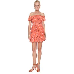 Trendyol kvinnor liten mini skater normal vävd klänning, Orange, 60 SE Trendyol kvinnor liten mini skater normal vävd klänning, Orange, 60 SE