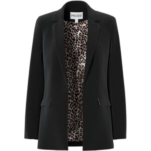 PIECES Pcbossy Blazer W. Foderdetalj, Svart/detalj: leo print, S PIECES Pcbossy Blazer W. Foderdetalj, Svart/detalj: leo print, S