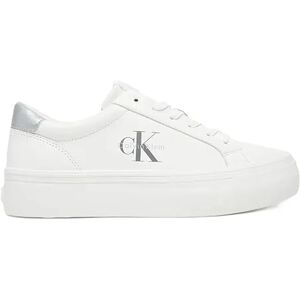 Calvin jeans dam Vulc Flatf LTH silver logo etikett Yw0yw01877 låg topp, Vit ljus vit silver, 6 Calvin jeans dam Vulc Flatf LTH silver logo etikett Yw0yw01877 låg topp, Vit ljus vit silver, 6