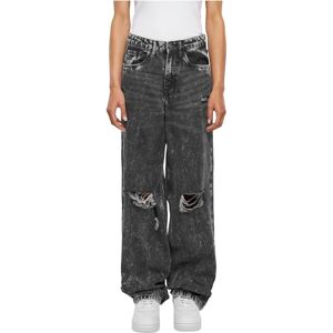 Urban Classics dambyxor stressed 90-talets breda ben denim byxor svart kolvättad 30, Svart kolvättad, 30 SE Urban Classics dambyxor stressed 90-talets breda ben denim byxor svart kolvättad 30, Svart kolvättad, 30 SE