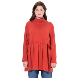 Ulla Popken damer stora storlekar plus size lång tröja, polotröja, A-linje, långärmad, ekologisk bomull, Tegelröd, 54-56 Ulla Popken damer stora storlekar plus size lång tröja, polotröja, A-linje, långärmad, ekologisk bomull, Tegelröd, 54-56