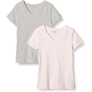 Amazon Essentials Women's Kortärmad V-ringad T-shirt klassisk passform, Pack of 2, Ljusgrå ljung/Ljusrosa, S Amazon Essentials Women's Kortärmad V-ringad T-shirt klassisk passform, Pack of 2, Ljusgrå ljung/Ljusrosa, S