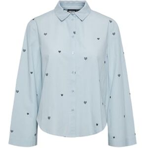 PIECES Dam Pcfredora Heart Ls Shirt blus, Vintersky/Aop: hjärtan, M PIECES Dam Pcfredora Heart Ls Shirt blus, Vintersky/Aop: hjärtan, M