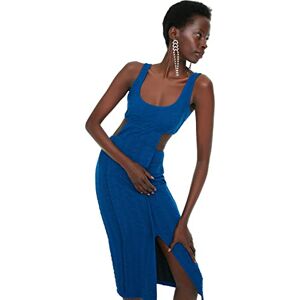 Trendyol Dam Midi Bodycon figurnära stickad klänning, blå, 42 Trendyol Dam Midi Bodycon figurnära stickad klänning, blå, 42